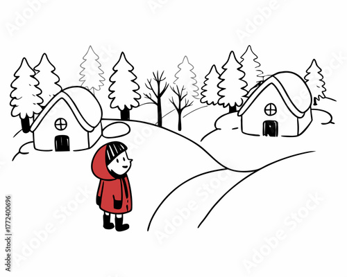 Little red riding hood in the forest