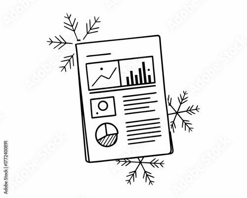Winter sales report with snowflakes around