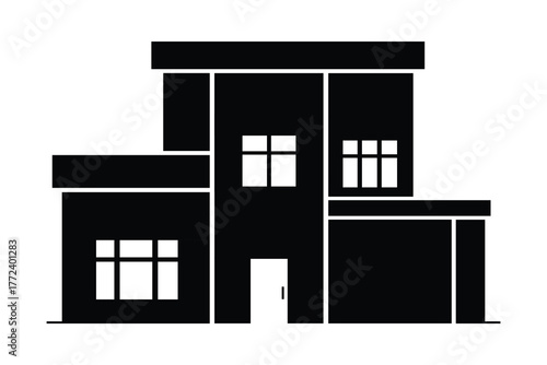 Modern Minimalist House Icon - Contemporary Real Estate and Home Architecture Vector