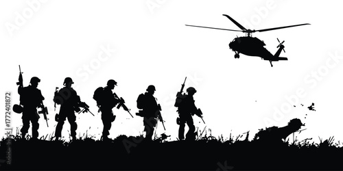 Army silhouette vector with soldier silhouette and army background, military troops, combat clipart, infantry, soldier icon, army emblem, army badge, military vector design, army illustration