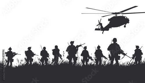 Army silhouette vector with soldier silhouette and army background, military troops, combat clipart, infantry, soldier icon, army emblem, army badge, military vector design, army illustration