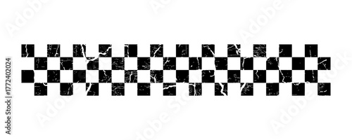 Race flag grunge background, car rally or motocross finish flag with vector checker pattern. Grunge race flag for car racing sport or bike speedway, motorsport