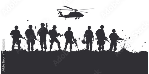 Army silhouette vector with soldier silhouette and army background, military troops, combat clipart, infantry, soldier icon, army emblem, army badge, military vector design, army illustration
