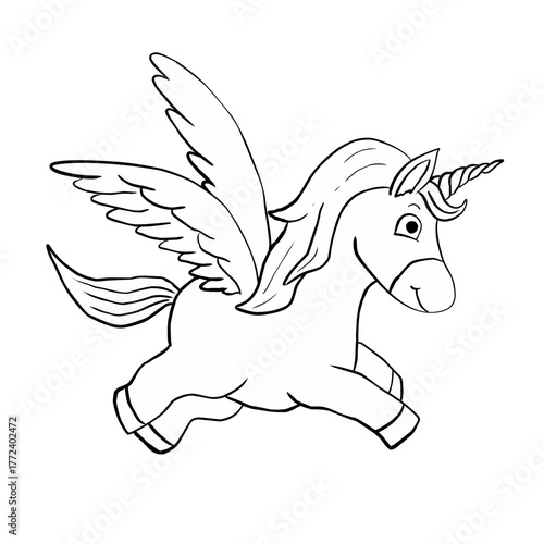 Line illustration of unicorn
