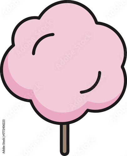 Cotton Candy on a Stick Vector Illustration