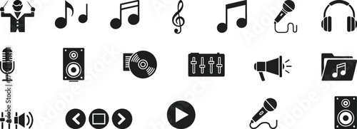 Music and Audio Icon Set Vector.