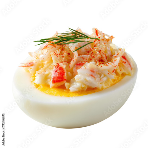 Deviled egg with crab meat