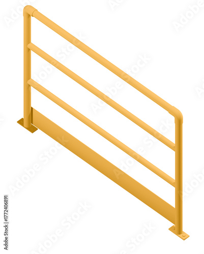 clean 3d render of a bolted floor-mounted machine guard or protective barrier, isometric view