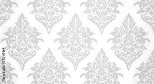 Elegant white damask pattern seamless background texture