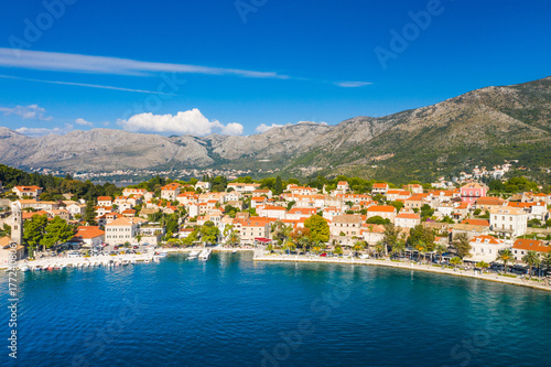 Panoramic view of town of Cavtat, south Dalmatia, Croatia, popular tourist destination