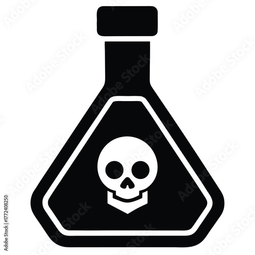 Poison symbol in a bottle representing danger and toxicity