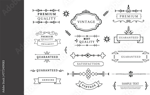 Unique Set of vintage frames with vintage lines in old background, vector illustration.