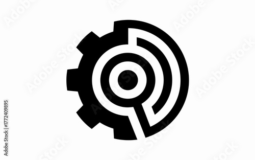 Abstract gear and maze combination logo
