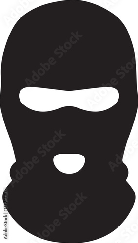 Black ski mask with eye and mouth openings on a white background balaclava disguise