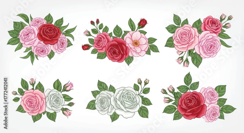 Elegant rose bouquets for beautiful floral designs, romantic wedding invitations, and charming greeting cards, truly stunning