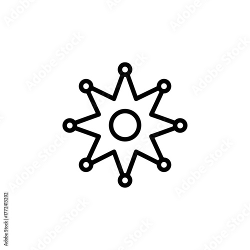 Sheriff Badge Star Icon Outline Vector Emblem Police Law Enforcement Symbol Frontier Law West Badge