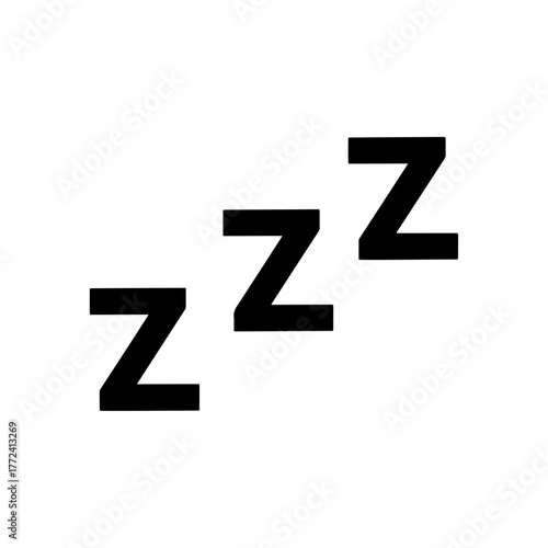 Three black Zzz symbols representing sleep and rest, isolated on a white background, clear graphic design for concepts.