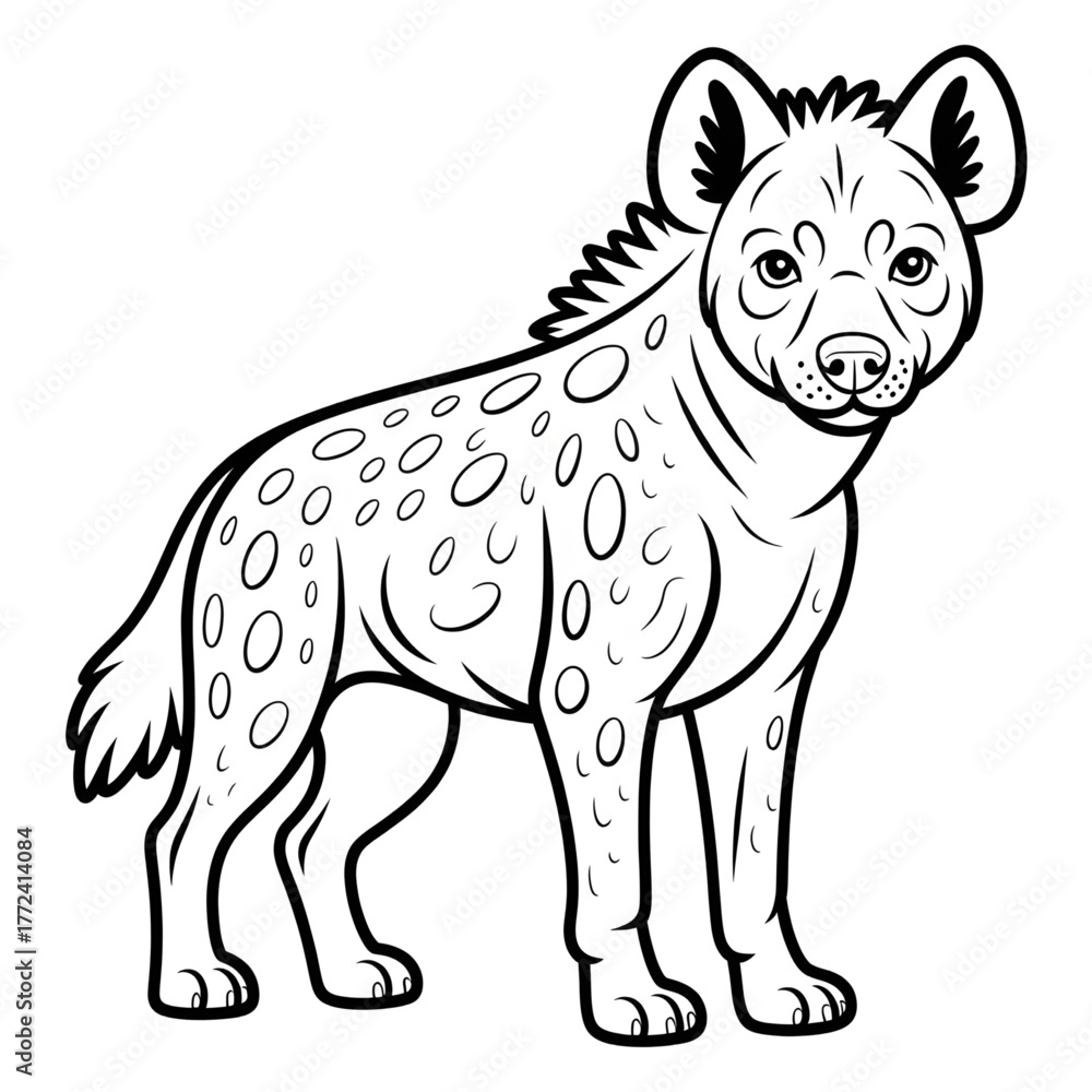 Fototapeta premium Adorable Hyena Line Art Coloring Page for Kids and Adults