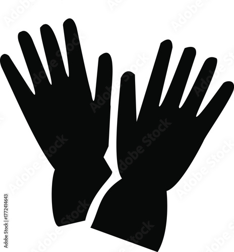 Pair of black gloves icon silhouette isolated on a for design
