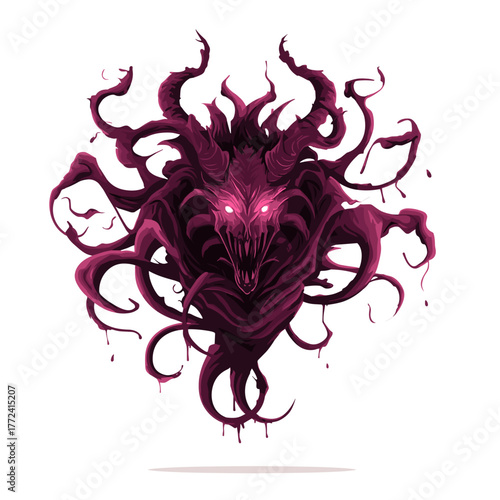 Scary Fantasy Blood Monster Creature Vector Clipart, Logo