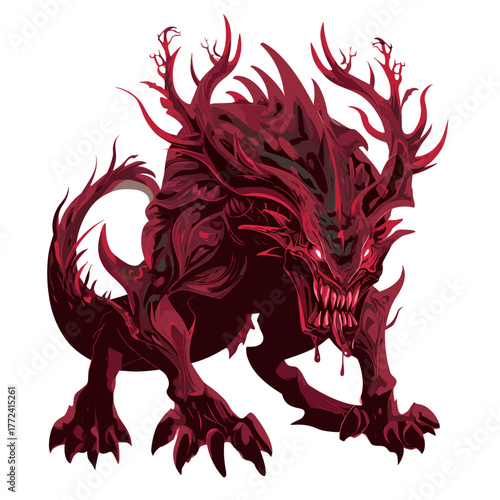 Scary Fantasy Blood Monster Creature Vector Clipart, Logo