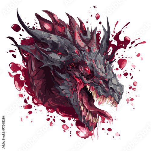 Scary Fantasy Blood Monster Creature Vector Clipart, Logo