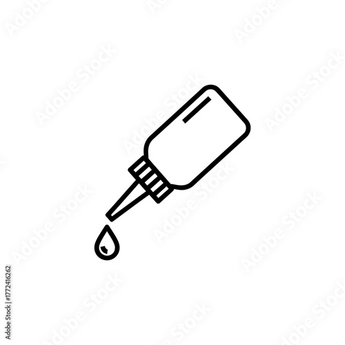 Precise adhesive application for crafts and repairs, a simple dropper for accurate gluing, a modern icon showing a drop of glue falling from a bottle