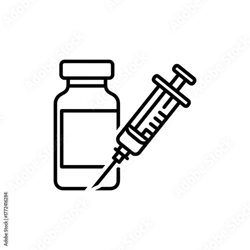 Essential vaccine shot icon for medicine, health, and pandemic prevention designs, promoting safety and wellness with a modern, clear symbol