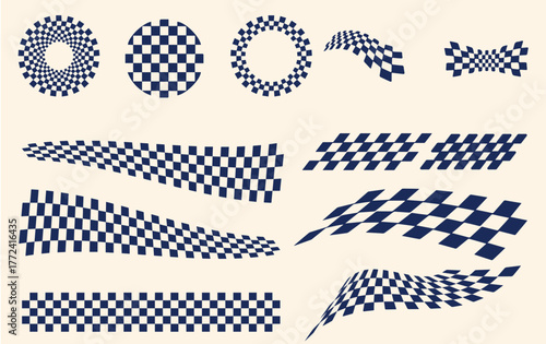 Racing Checker Flags and Finish Line Vector Illustration — Motorsport Speed Competition Design Elements