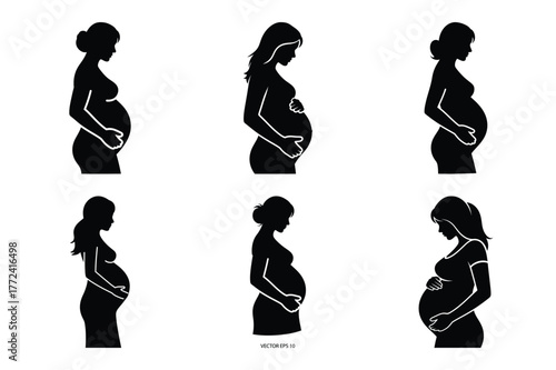 pregnant woman vector icon set