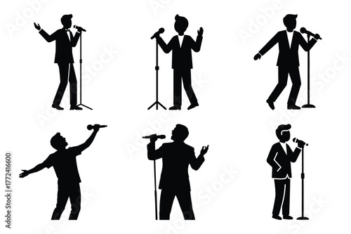 singer vector icon set