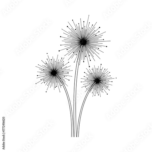 Elegant dandelion silhouette for minimalist design projects, capturing the essence of nature with a touch of artistic simplicity for modern creative needs