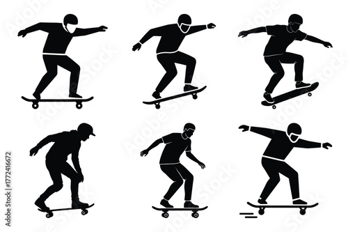 skateboarder vector icon set