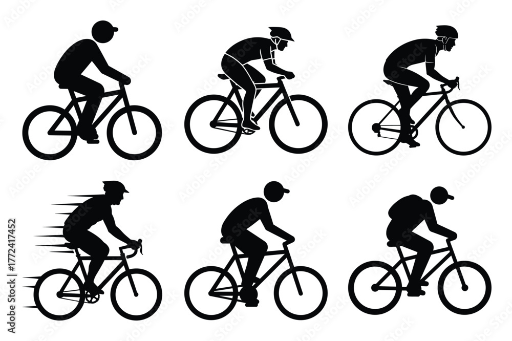 Fototapeta premium bicycle rider vector icon set