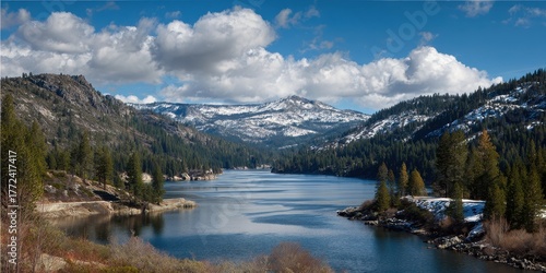 Serene Donner Lake: A Tranquil Escape Surrounded by Majestic Sierra Mountains and Lush Forests Under a Clear California Sky