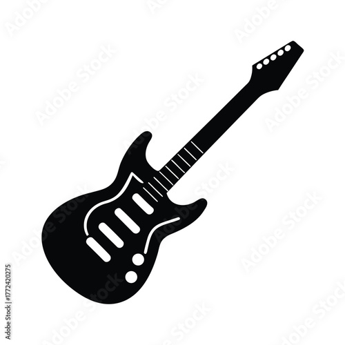 Flat Vector Icon of Rock Band Guitar