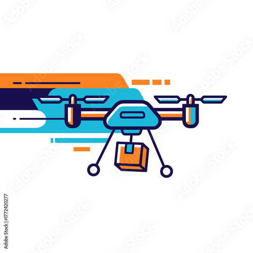Drone delivering package with modern technology and innovation.