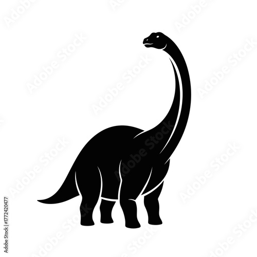 Silhouette of a Brachiosaurus dinosaur on a white background.