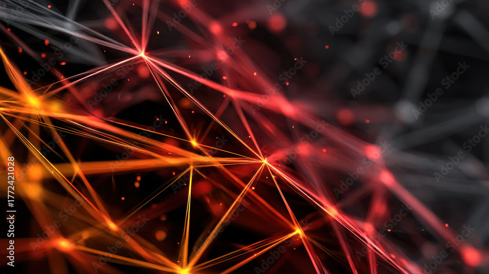 Fototapeta premium Dynamic digital network design showcases vibrant connections red and orange hues, perfect for budget conscious creatives seeking modern aesthetics