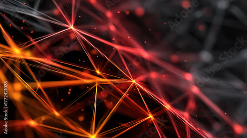 Dynamic digital network design showcases vibrant connections red and orange hues, perfect for budget conscious creatives seeking modern aesthetics