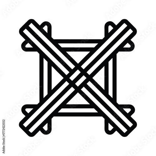 Flat Vector Icon of Steel Reinforcement Bars