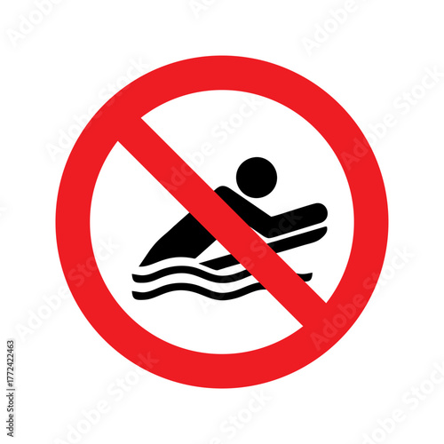 No body boarding vector design prohibition safety sign standar ISO 7010