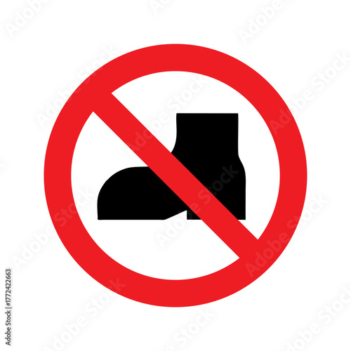 No outdoor footwear vector design prohibition safety sign standar ISO 7010