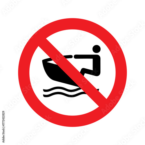 No personal water craft vector design prohibition safety sign standar ISO 7010