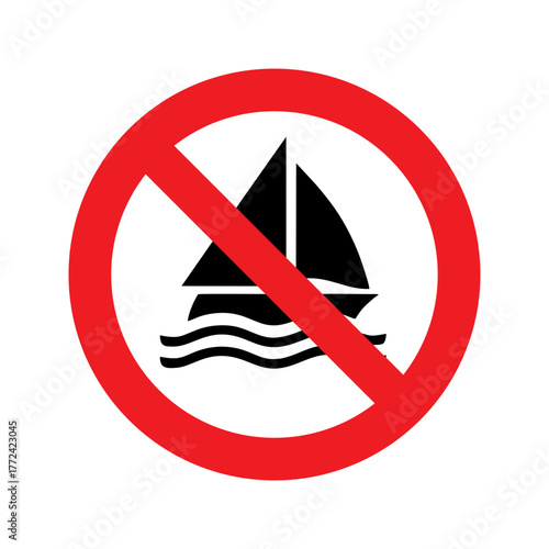 No sailing vector design prohibition safety sign standar ISO 7010