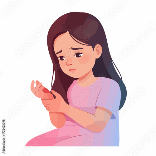 Realistic Digital Painful Wrist Injury Woman Healthcare Illustration