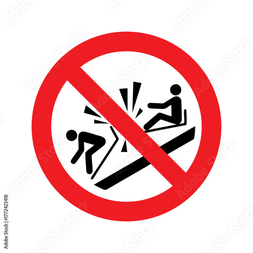 Do not ram into toboggans vector design prohibition safety sign standar ISO 7010
