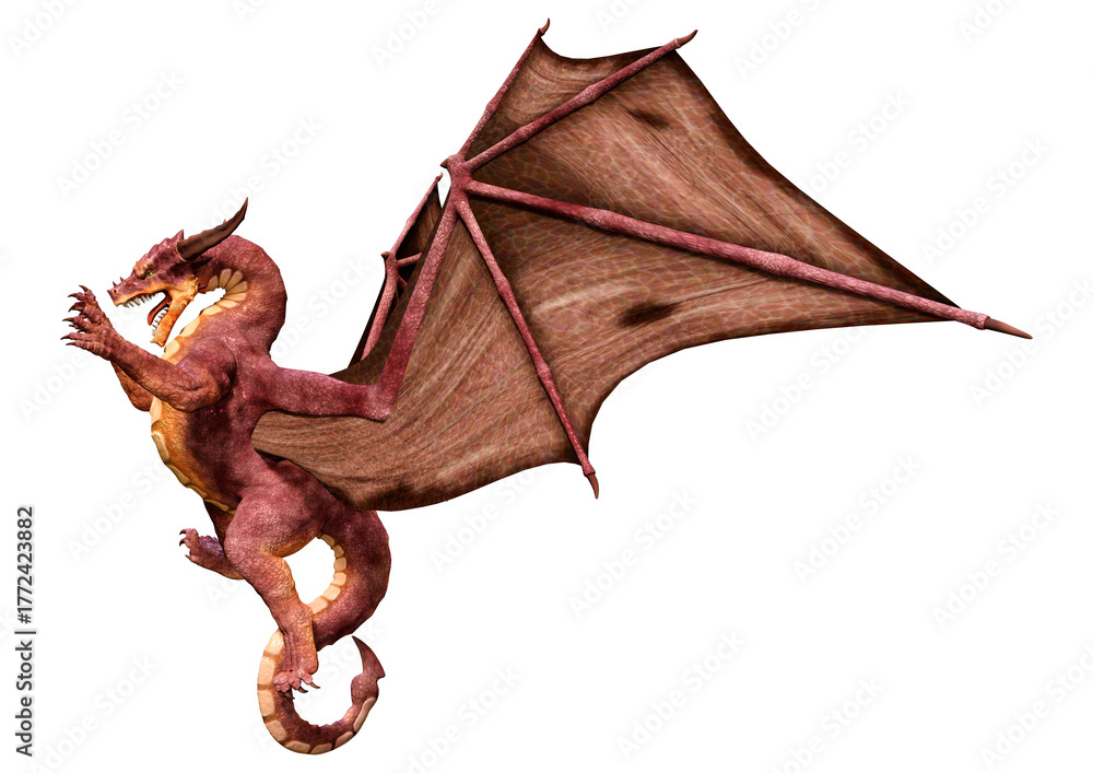 Fototapeta premium 3D Rendering Fairy Tale Dragon on White