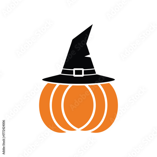 Cuadro en lienzo hallowen pumpkin with witch hat