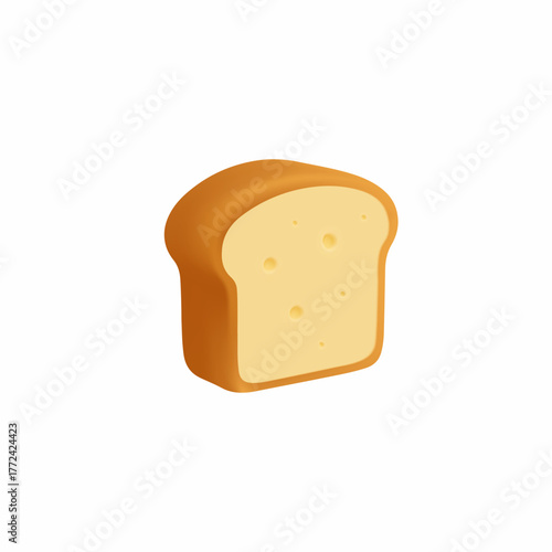 3D white bread illustration. simple bread 3D